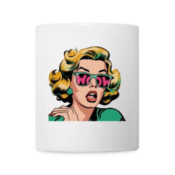 Portrait Pop Art WOW avec lunettes de soleil pailletées - Mug blanc - blanc - Devant