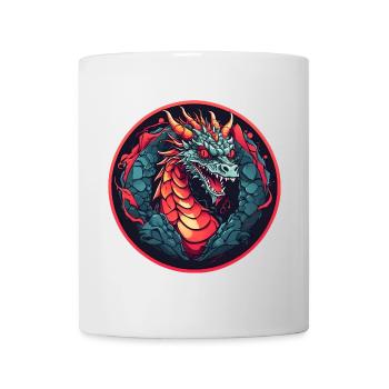Feuerdrache Drachenportrait für Drachenfans Drache - Tasse - Weiß - Vorne