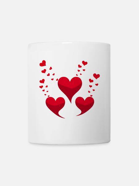Red hearts - Mug - white