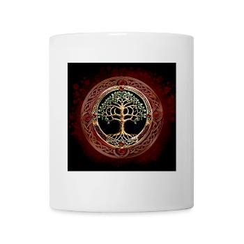 Eleganter und edler Lebensbaum mit keltischem Knoten. - Tasse - Weiß - Vorne