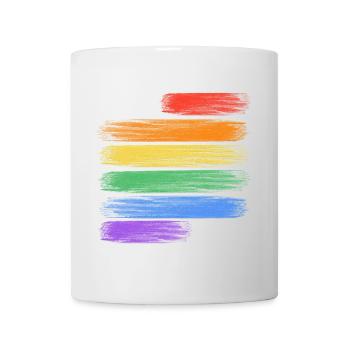 Liebe gewinnt Regenbogenstreifen - Tasse - Weiß - Vorne