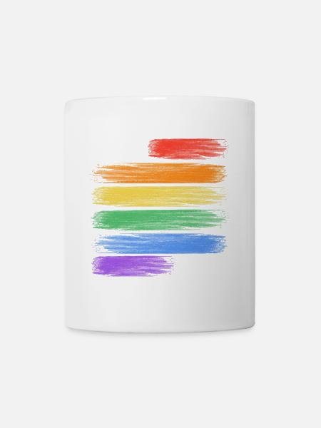 Love wins rainbow stripes - Mug - white