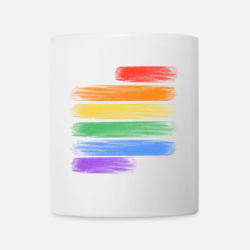Liebe gewinnt Regenbogenstreifen - Tasse - Weiß