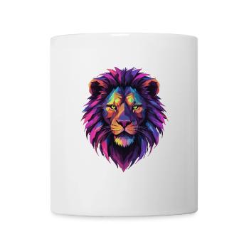 Löwe Löwenkopf geometrisch Geometrie bunt Geschenk - Tasse - Weiß - Vorne