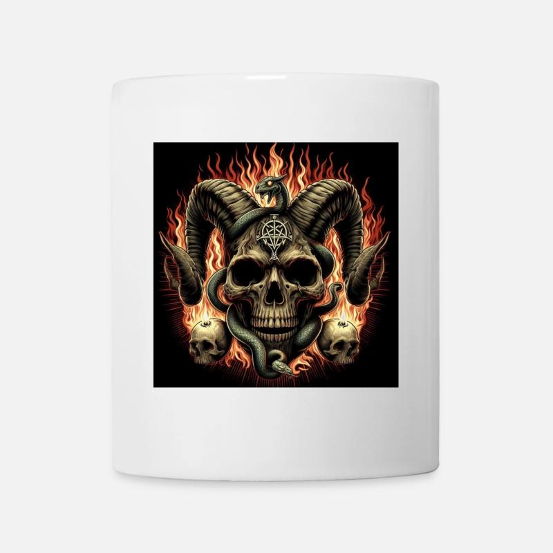 Crâne satanique en feu - Mug blanc - blanc