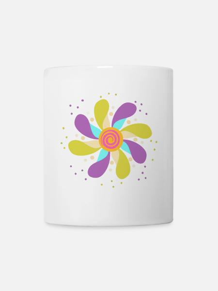 Colorful Psychedelic Flower - Mug - white