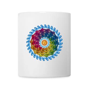 Cercle de poissons sous l’eau et soleil - Mug blanc - blanc - Devant