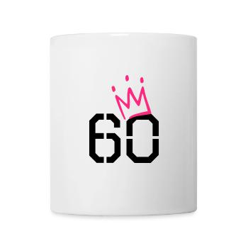 60. Geburtstag Geschenk - 60 Jahre mit Krone - Tasse - Weiß - Vorne