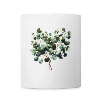 zarte Aquarellillustration eines Eukalyptuszweigs - Tasse - Weiß - Vorne