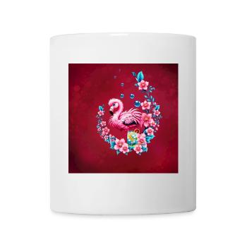 Elegant flamingo with tropical flowers. - Mug - white - Front