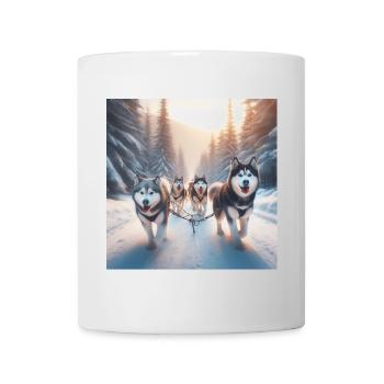 Huskys auf einem Schlitten - Tasse - Weiß - Vorne