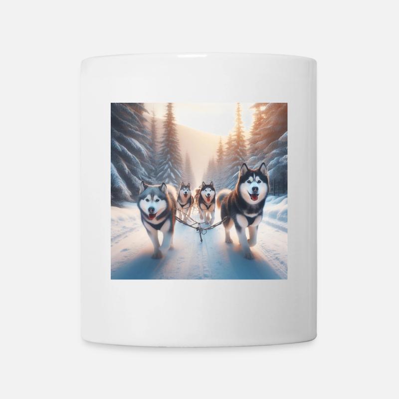 Huskies sur un traîneau - Mug blanc - blanc