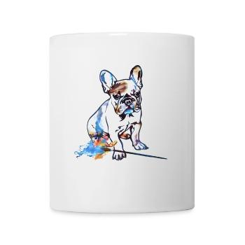 Farbige Bulldog Watercolor - Tasse - Weiß - Vorne