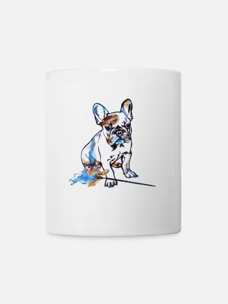 Farbige Bulldog Watercolor - Tasse - Weiß