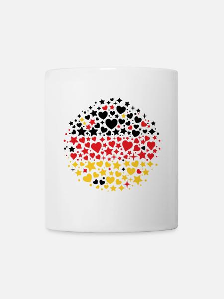 Deutsche Flagge Deutschland Fahne Herzen Sterne - Tasse - Weiß
