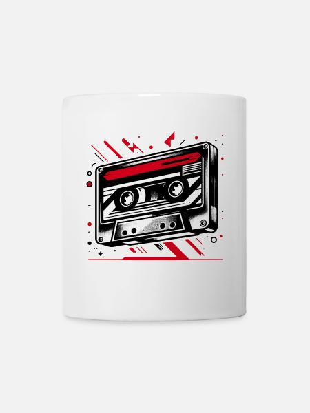 Musik Kassette im Retro-Stil 80er und 90er Stil - Tasse - Weiß
