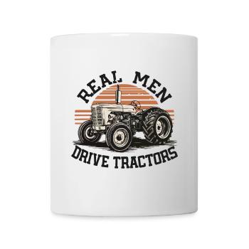 De vrais hommes conduisant des tracteurs - Mug blanc - blanc - Devant