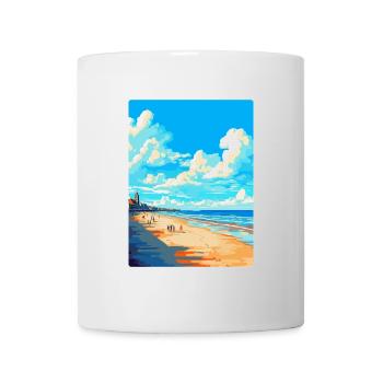 Affiche de voyage de Scheveningen Beach Netherlands WPA - Mug blanc - blanc - Devant