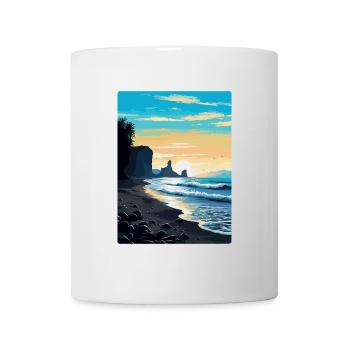 Schwarzer Sandstrand Island Vintage Reiseposter WPA - Tasse - Weiß - Vorne