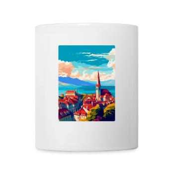 Lausanne Suisse Affiche de voyage vintage WPA Art - Mug blanc - blanc - Devant