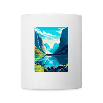 Die Fjorde Norwegen Vintage Reiseplakat Souvenir - Tasse - Weiß - Vorne