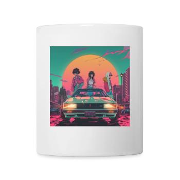 80s anime gang calming high quality fashion print - Mug - white - Front