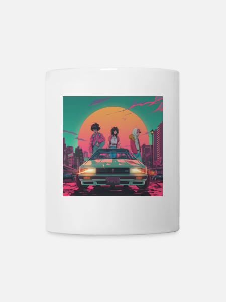 80er Jahre Anime Gang beruhigender hochwertiger Modedruck - Tasse - Weiß