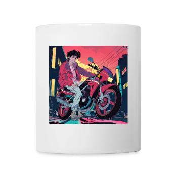 80er Jahre Anime Typ beruhigender hochwertiger Modedruck - Tasse - Weiß - Vorne