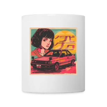80er Jahre Anime Mädchen beruhigender hochwertiger Modedruck - Tasse - Weiß - Vorne