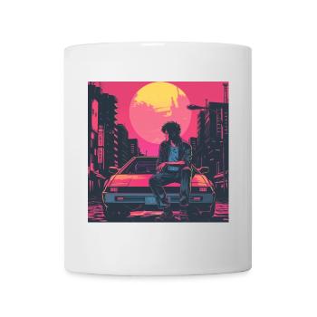 80er Jahre Anime Typ beruhigender hochwertiger Modedruck - Tasse - Weiß - Vorne