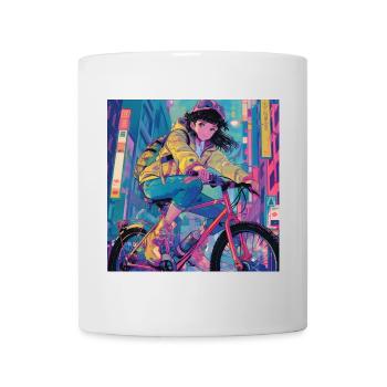 80er Jahre Anime Mädchen beruhigender hochwertiger Modedruck - Tasse - Weiß - Vorne
