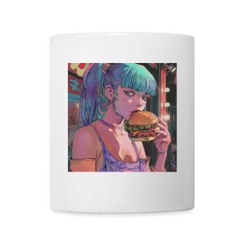 80er Jahre Anime Mädchen beruhigender hochwertiger Modedruck - Tasse - Weiß - Vorne