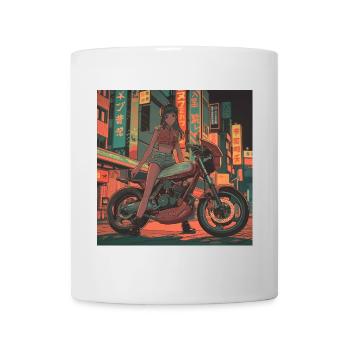 80er Jahre Anime Mädchen beruhigender hochwertiger Modedruck - Tasse - Weiß - Vorne