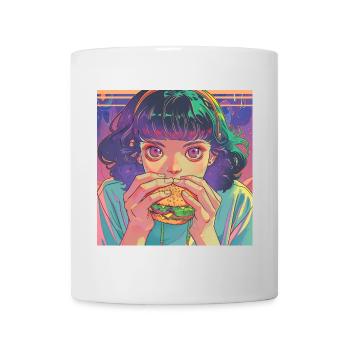 80er Jahre Anime Mädchen beruhigend hochwertiger Modedruck - Tasse - Weiß - Vorne