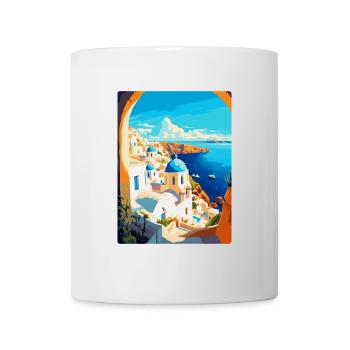 Santorin Grèce Affiche de voyage vintage souvenir - Mug blanc - blanc - Devant