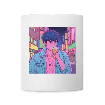 80er Jahre Anime Typ beruhigender hochwertiger Modedruck - Tasse - Weiß - Vorne