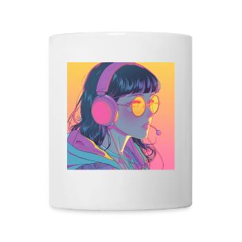 80s anime girl calming high quality fashion print - Mug - white - Front