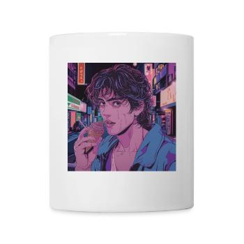 80er Jahre Anime Mädchen beruhigender hochwertiger Modedruck - Tasse - Weiß - Vorne