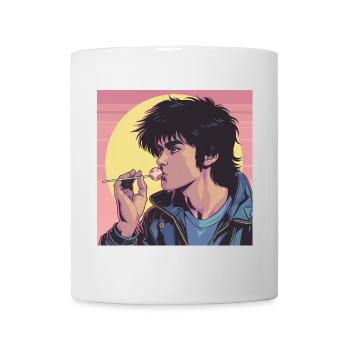 80er Jahre Anime Typ beruhigender hochwertiger Modedruck - Tasse - Weiß - Vorne