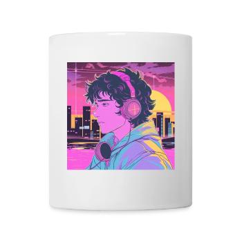 80er Jahre Anime Typ beruhigender hochwertiger Modedruck - Tasse - Weiß - Vorne