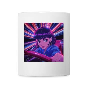 80er Jahre Anime Mädchen beruhigender hochwertiger Modedruck - Tasse - Weiß - Vorne