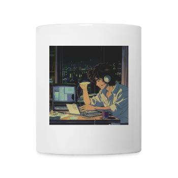 80s anime guy calming high quality fashion print - Mug - white - Front