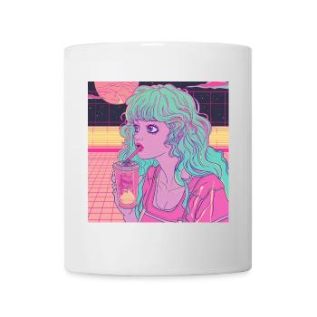 80s anime girl calming high quality fashion print - Mug - white - Front