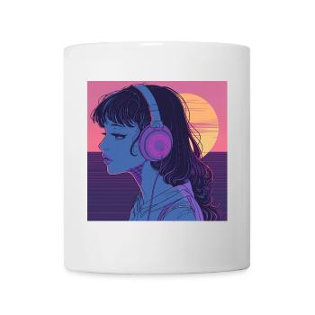 80er Jahre Anime Mädchen beruhigender hochwertiger Modedruck - Tasse - Weiß - Vorne