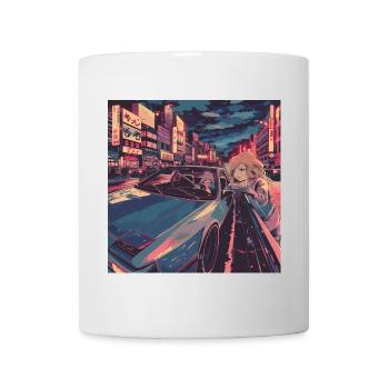 80er Jahre Anime Mädchen beruhigender hochwertiger Modedruck - Tasse - Weiß - Vorne