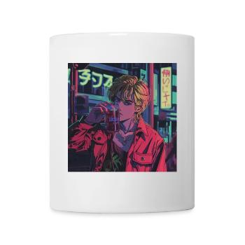 80er Jahre Anime Typ beruhigender hochwertiger Modedruck - Tasse - Weiß - Vorne