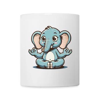 Cute blue elephant doing yoga - Mug - white - Front