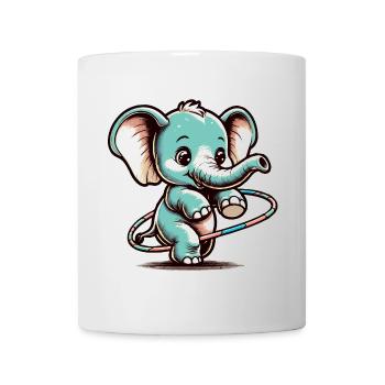 Cute cartoon elephant with hula hubs - Mug - white - Front