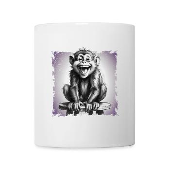 Monkey laughing sitting on stool - Mug - white - Front
