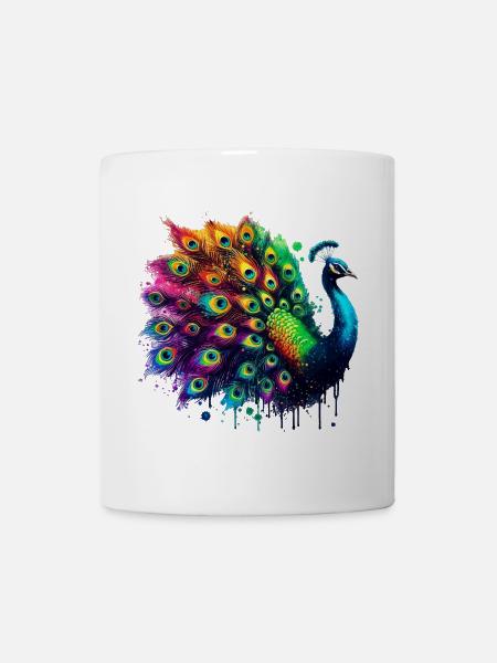 Pfau - Tasse - Weiß